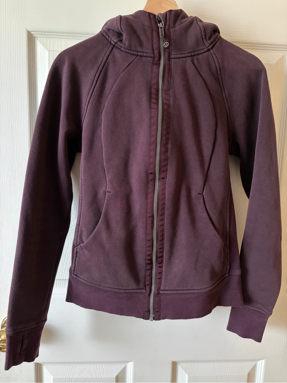 Lululemon Full Zip-Up Hooded Jacket in Black Cherry size 6